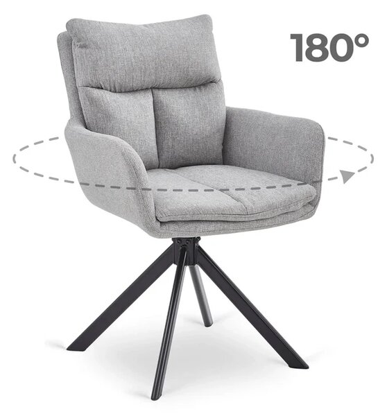 Zestaw Stół Prostokątny Rozkładany HAMPTON 160-240 cm Dąb/Czarny i 4 Krzesła PAUL Szare