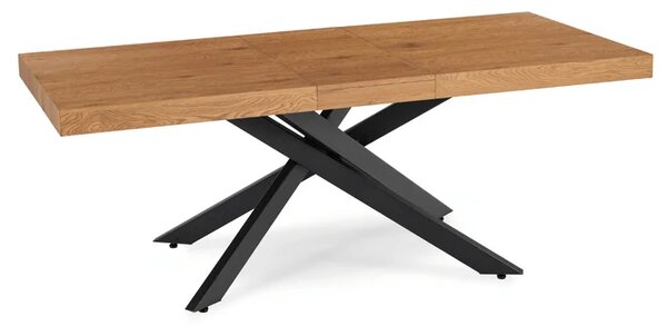 Zestaw Stół Prostokątny Rozkładany HAMPTON 160-240 cm Dąb/Czarny i 4 Krzesła PAUL Szare
