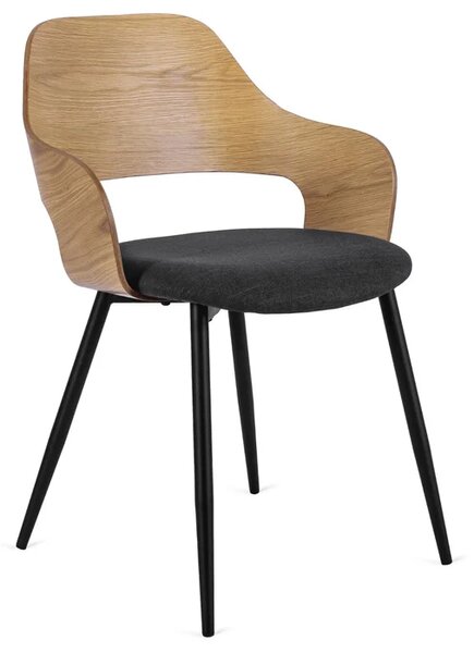 Zestaw Stół Rozkładany Ceramiczny LIZBONA 160-200 cm Dąb i 4 Krzesła ORBI Czarne/Dąb