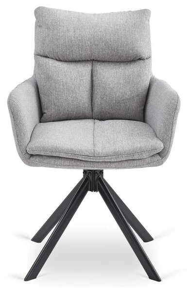 Zestaw Stół Prostokątny Rozkładany HAMPTON 160-240 cm Dąb/Czarny i 4 Krzesła PAUL Szare