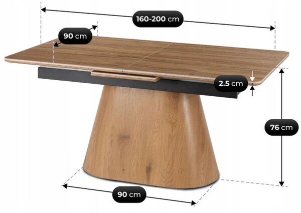 Zestaw Stół Rozkładany Ceramiczny LIZBONA 160-200 cm Dąb i 4 Krzesła WILLA Kremowe