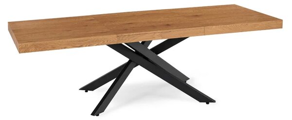 Zestaw Stół Prostokątny Rozkładany HAMPTON 160-240 cm Dąb/Czarny i 4 Krzesła PAUL Szare