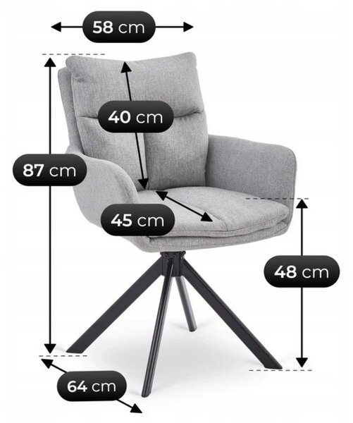 Zestaw Stół Prostokątny Rozkładany HAMPTON 160-240 cm Dąb/Czarny i 4 Krzesła PAUL Szare