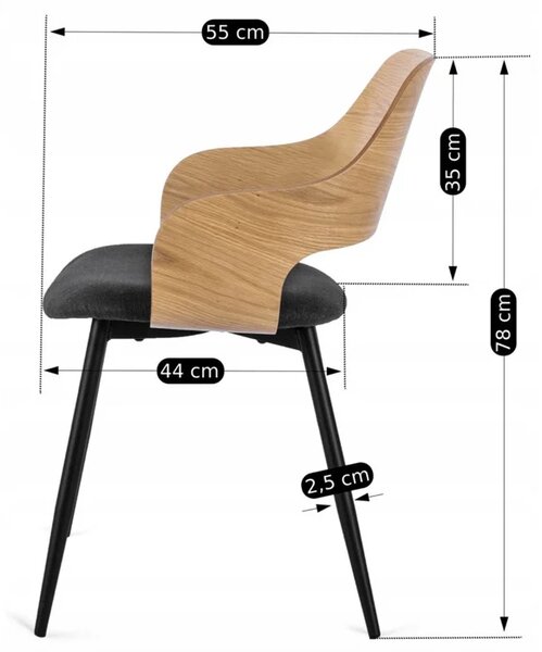 Zestaw Stół Rozkładany Ceramiczny LIZBONA 160-200 cm Dąb i 4 Krzesła ORBI Czarne/Dąb