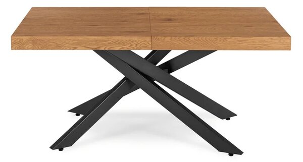 Zestaw Stół Prostokątny Rozkładany HAMPTON 160-240 cm Dąb/Czarny i 4 Krzesła PAUL Szare