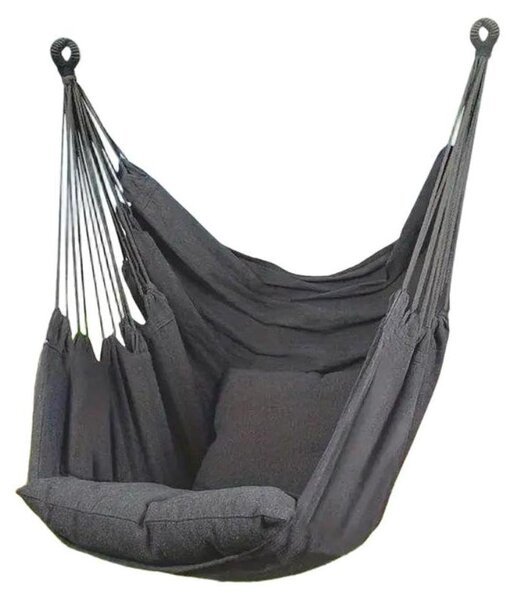 Hanging chair do użytku zewnętrznego, wykonany z ekologicznej bawełny, z poduszką siedziska, idealny do ogrodu i balkonu