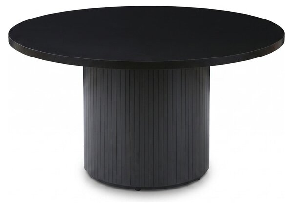 Stół jadalny SensaHome w stylu Japandi, okrągły, 120 cm, dla 4 osób – stół kuchenny z blatem drewnianym – średnica 120 cm, wysokość 75 cm – kolor czarny
