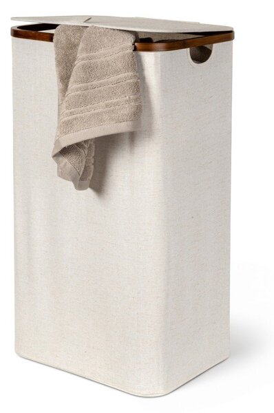 Kremowy tekstylny kosz na pranie Bamboo/Linen – Bigso