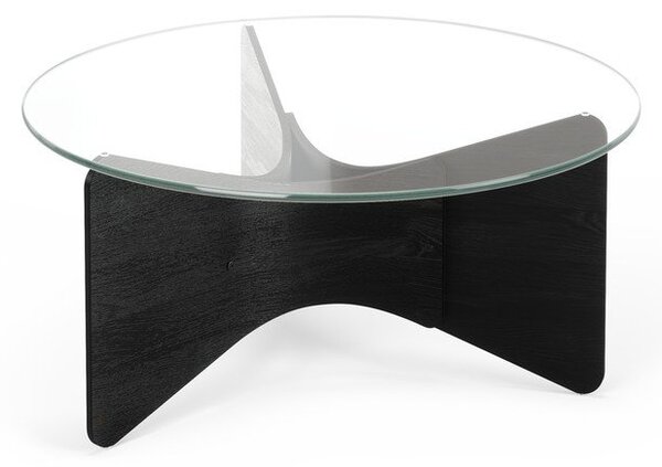Czarny okrągły stolik ze szklanym blatem 87x87 cm Madera – Umbra