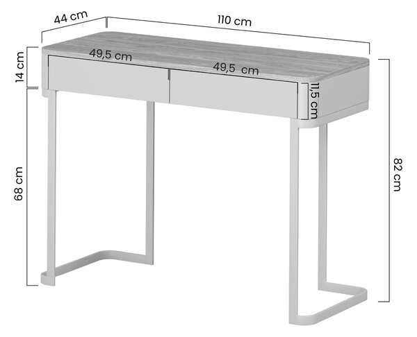 Konsola Elivo 110 cm z szufladami na stelażu - kaszmir / dąb olejowany