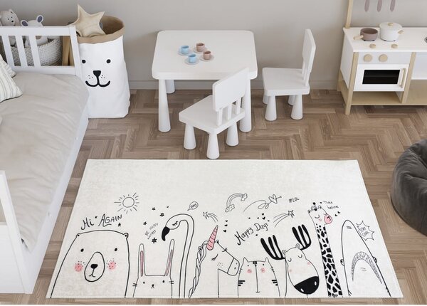 Dywan dziecięcy odpowiedni do prania w kolorze kości słoniowej 120x180 cm Animal Kingdom – Vitaus