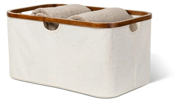 Kremowy tekstylny kosz na pranie składany Bamboo/Linen – Bigso