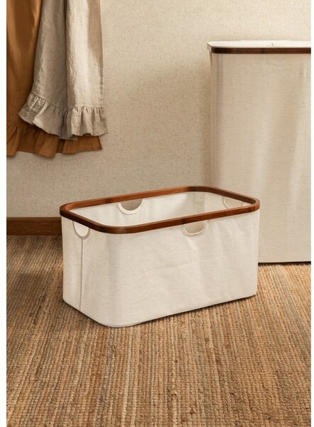 Kremowy tekstylny kosz na pranie składany Bamboo/Linen – Bigso