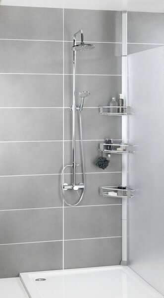 Aluminiowa teleskopowa półka łazienkowa w kolorze matowego srebra Purio – Wenko