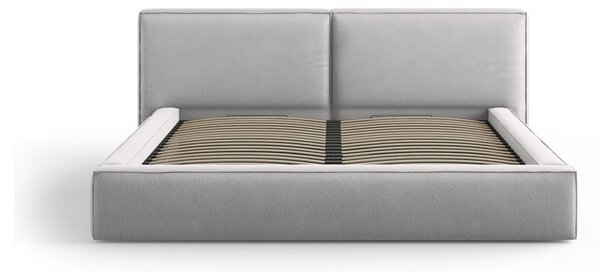 Jasnoszare tapicerowane łóżko dwuosobowe ze schowkiem i stelażem 180x200 cm Arendal – Cosmopolitan Design