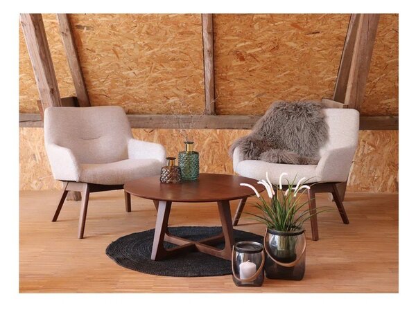 Piaskowy fotel z drewna orzecha House Nordic London