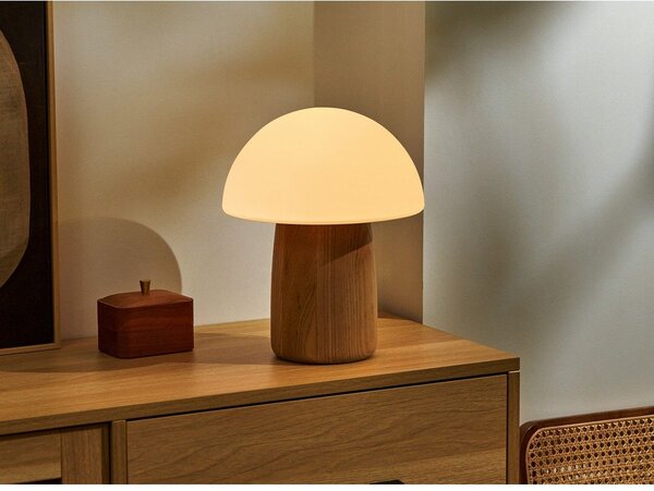 Naturalna lampa stołowa ze ściemniaczem i szklanym kloszem (wys. 32 cm) Alice – Gingko