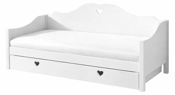 Białe łóżko dziecięce z litego drewna sosnowego z wysuwanym łóżkiem ze schowkiem 90x200 cm AMORI – Vipack