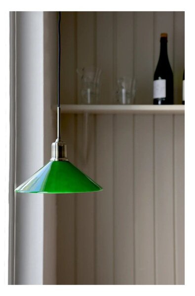 Lampa wisząca w kolorze mosiądzu z zielonym szklanym kloszem ø 25 cm Vela – Markslöjd