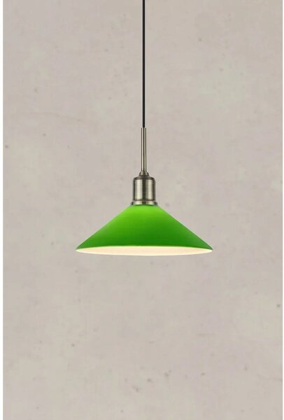 Lampa wisząca w kolorze mosiądzu z zielonym szklanym kloszem ø 25 cm Vela – Markslöjd