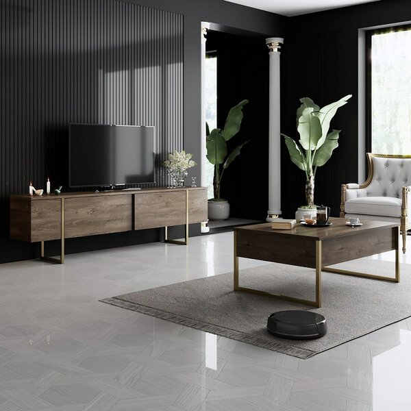 Stolik konferencyjny Luxe Walnut and Gold