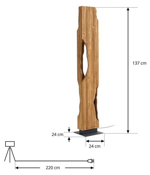 Lampa stojąca Tarry Lucande, jasne drewno, salon / jadalnia, drewno, dworkowy / rustykalny