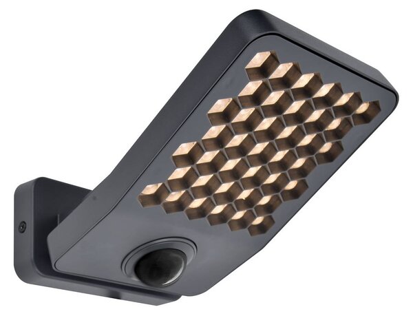 LUTEC Zewnętrzny kinkiet LED z czujnikiem ATLANTIS, ciemnoszary, 22 cm, IP54 ATLANTIS, aluminiowy / szary / cynkowy, aluminium, nowoczesny