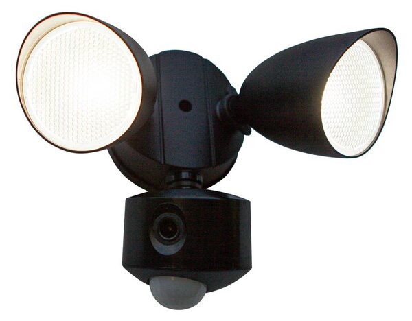 LUTEC Zewnętrzny reflektor ścienny LED z czujnikiem SHRIMP, czarny, 20 W, 2-punktowa SHRIMP, czarny, aluminium, nowoczesny