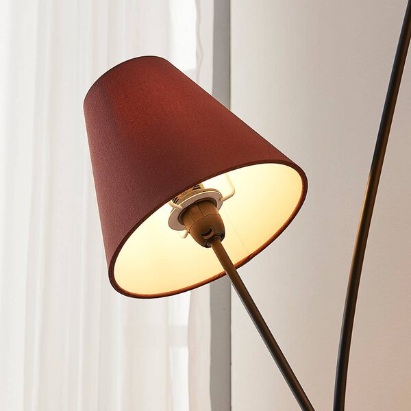 Lampa stojąca Melis Lindby, kremowy / amber, salon / jadalnia, tkanina / materiał / jedwab, nowoczesny