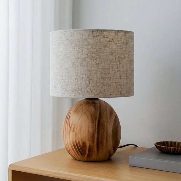 Lampa stołowa Mayumi Lindby, jasne drewno, salon / jadalnia, drewno, skandynawski