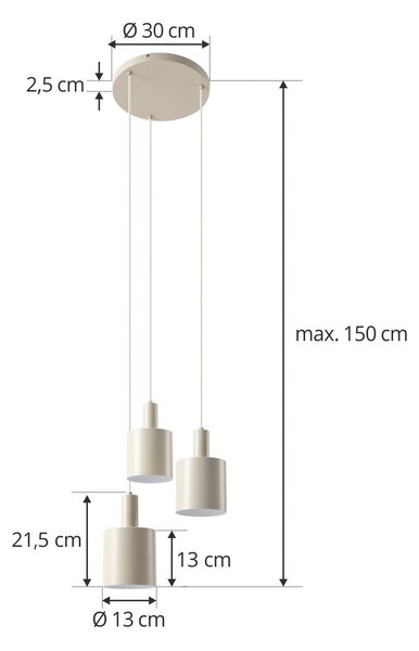 Lampa wisząca Ovelia Lindby, możliwość ściemniania, kremowy / amber, kuchnia, metal, nowoczesny