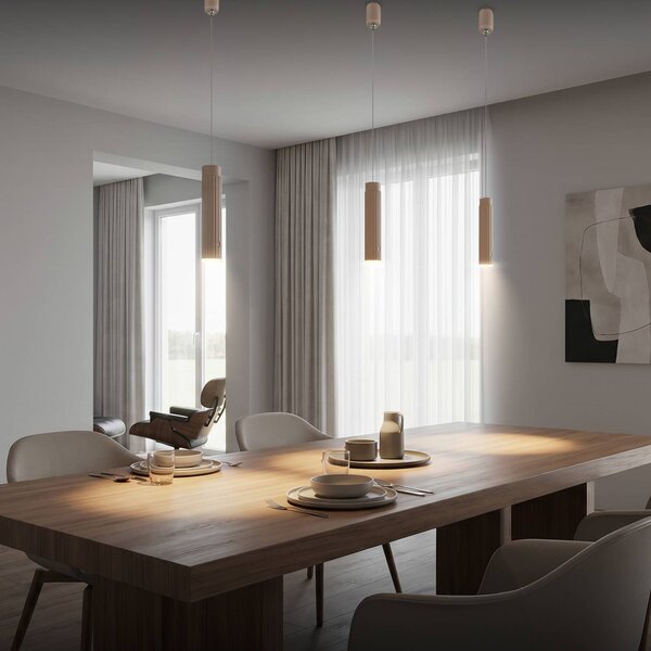 Briloner Lampa wisząca Hang, możliwość ściemniania, kremowy / amber, salon / jadalnia, tworzywo sztuczne, nowoczesny