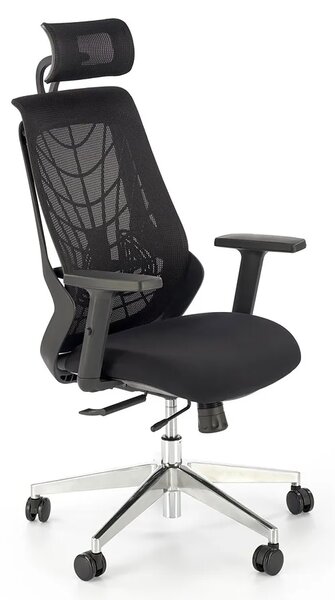 Czarny ergonomiczny fotel obrotowy z regulacją wysokości siedziska L9-E83