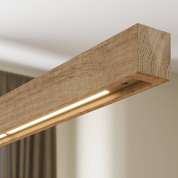 Lampa wisząca Nora Quitani, możliwość ściemniania, jasne drewno, salon / jadalnia, drewno, nowoczesny