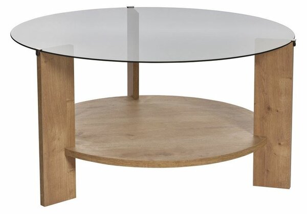 Stolik konferencyjny Clara Sapphire Oak z ciemnym szkłem