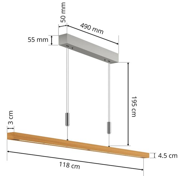 Lampa wisząca Nora Quitani, możliwość ściemniania, jasne drewno, salon / jadalnia, drewno, nowoczesny