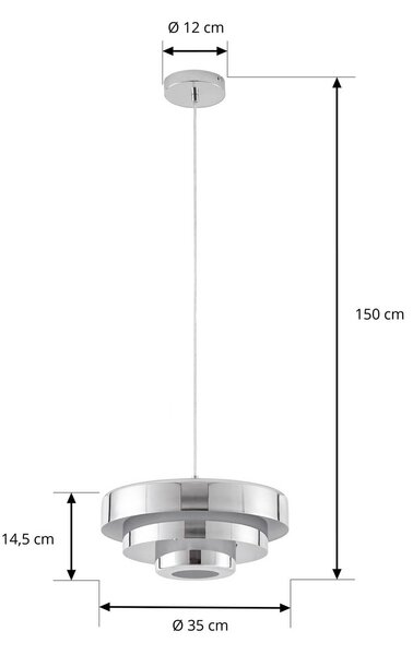 Lampa wisząca Tivra Lindby, możliwość ściemniania, chromowy / srebrny, salon / jadalnia, metal, design