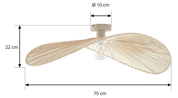 Lampa sufitowa Valdorin Lindby, możliwość ściemniania, kremowy / amber, salon / jadalnia, papier / lunolit / lunopal, nowoczesny