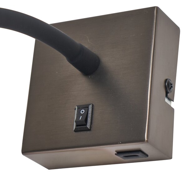 Nowoczesny kinkiet w kolorze metalu z portem USB-C - Gosna