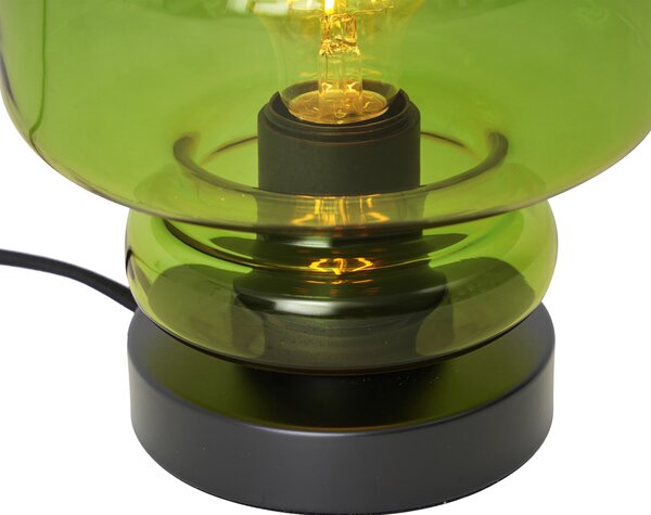 Lampa stołowa w stylu retro czarna z zielonym szkłem - Denise