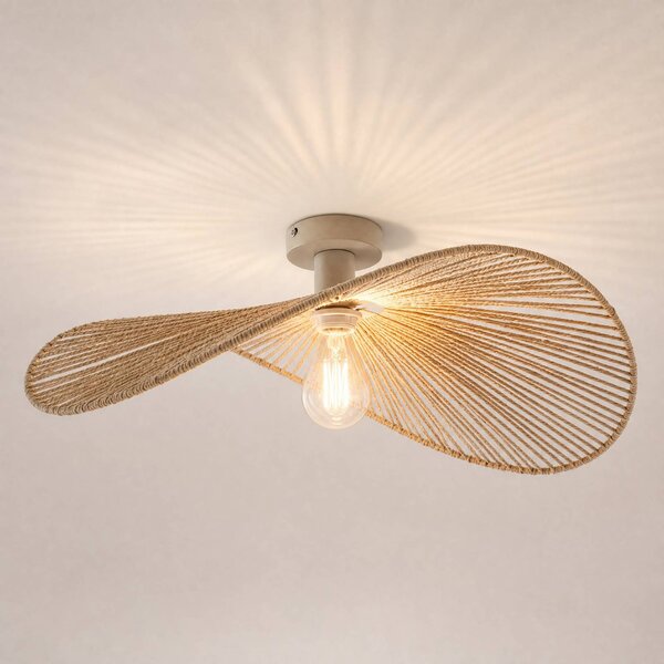 Lampa sufitowa Valdorin Lindby, możliwość ściemniania, kremowy / amber, salon / jadalnia, papier / lunolit / lunopal, nowoczesny