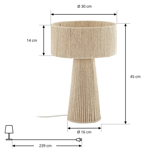 Lampa stołowa Anuva Lindby, kremowy / amber, salon / jadalnia, papier / lunolit / lunopal, dworkowy / rustykalny