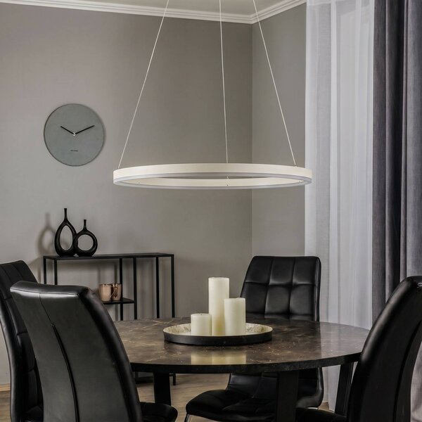 Lampa wisząca Albiona Arcchio, możliwość ściemniania, kremowy / amber, kuchnia, metal, nowoczesny