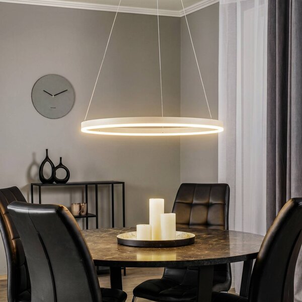 Lampa wisząca Albiona Arcchio, możliwość ściemniania, kremowy / amber, kuchnia, metal, nowoczesny