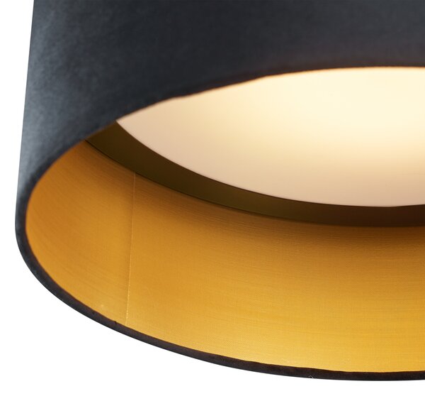 Nowoczesna lampa sufitowa czarny aksamit 40 cm z LED z 3-stopniowym ściemnianiem - Sue