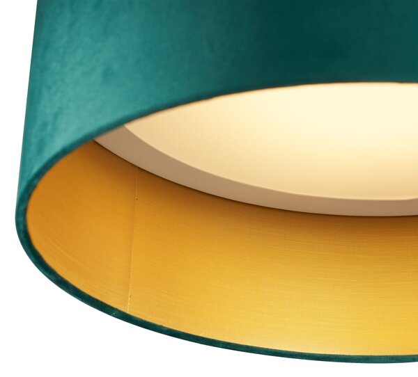 Nowoczesna lampa sufitowa zielony aksamit 40 cm z LED z 3-stopniową regulacją ściemniania - Sue