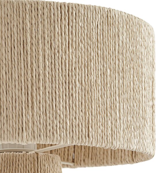 Lampa stołowa Anuva Lindby, kremowy / amber, salon / jadalnia, papier / lunolit / lunopal, dworkowy / rustykalny