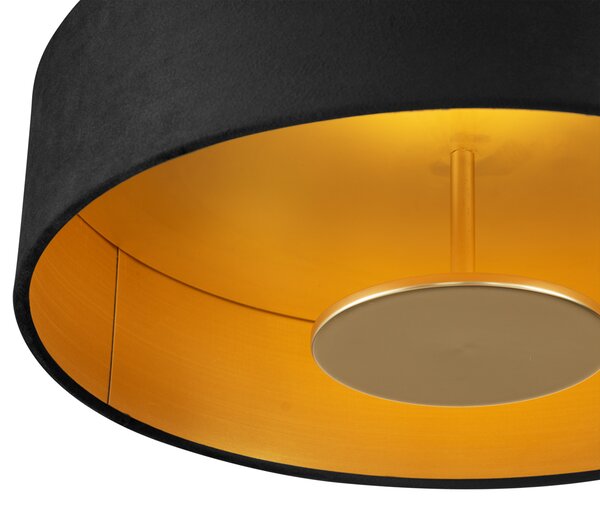 Nowoczesna lampa sufitowa czarny aksamit z LED z 3-stopniowym ściemnianiem - Bredow