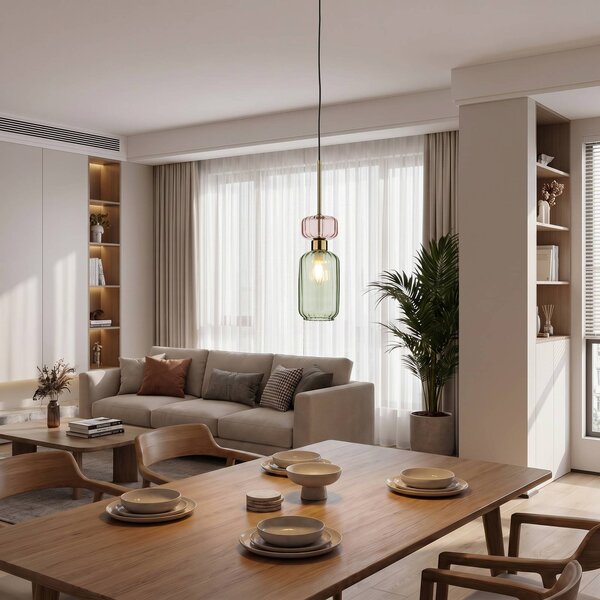 Lampa wisząca Molly Milagro Lighting, możliwość ściemniania, zielony, salon / jadalnia, szkło, nowoczesny