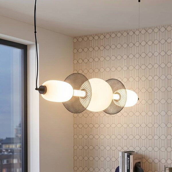 Lampa wisząca Arame Milagro Lighting, czarny, salon / jadalnia, szkło, nowoczesny